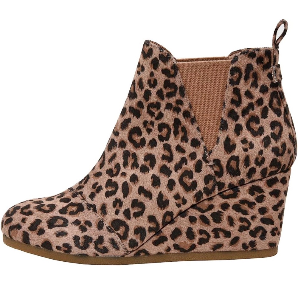 Leopard wedge booties